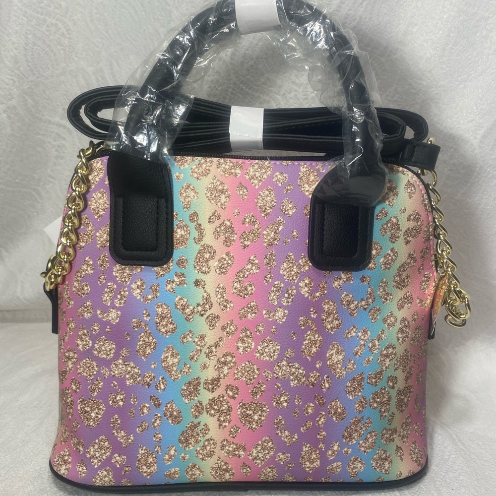 Betsey Johnson Luv Crossbody Purse Dome hand bag kitty Cat rainbow wallet BNWT - Picture 7 of 8